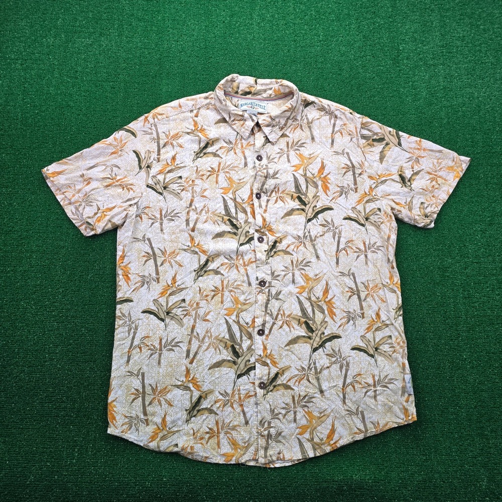 Margaritaville Shirt‎ Mens XL 100% Rayon Bird of Paradise Bamboo Floral Hawaiian